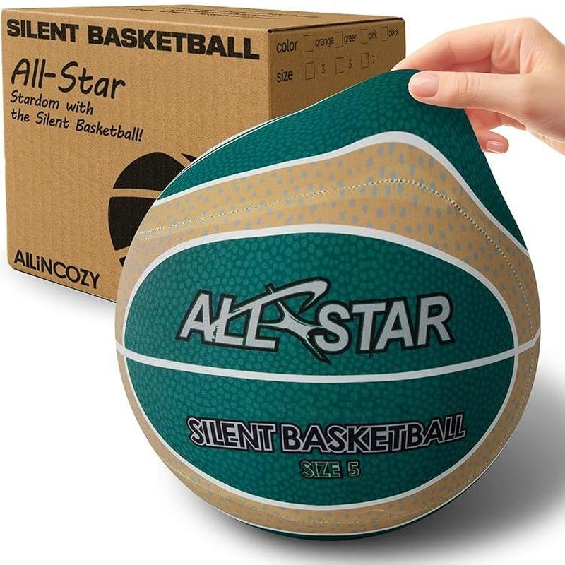 Silent Indoor Basketball, Colorful Fabric-Covered, No Inflation Needed, Noise-Free, Not Vacuum Compressed, Safe for All Ages, Ideal for Home & Hooper Training