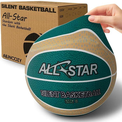 Silent Indoor Basketball, Colorful Fabric-Covered, No Inflation Needed, Noise-Free, Not Vacuum Compressed, Safe for All Ages, Ideal for Home & Hooper Training