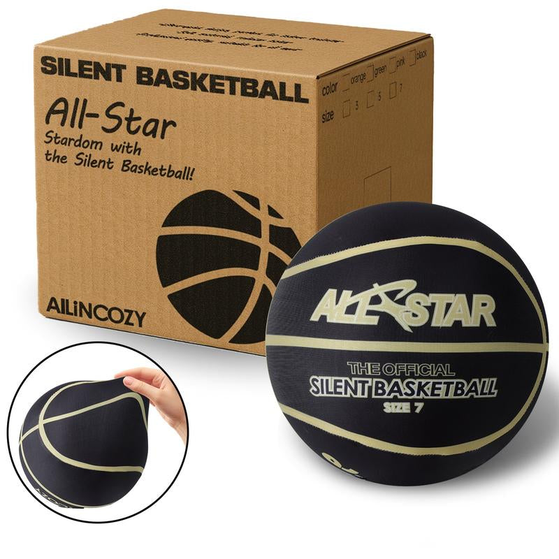 Silent Indoor Basketball, Colorful Fabric-Covered, No Inflation Needed, Noise-Free, Not Vacuum Compressed, Safe for All Ages, Ideal for Home & Hooper Training