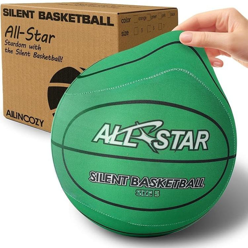 Silent Indoor Basketball, Colorful Fabric-Covered, No Inflation Needed, Noise-Free, Not Vacuum Compressed, Safe for All Ages, Ideal for Home & Hooper Training