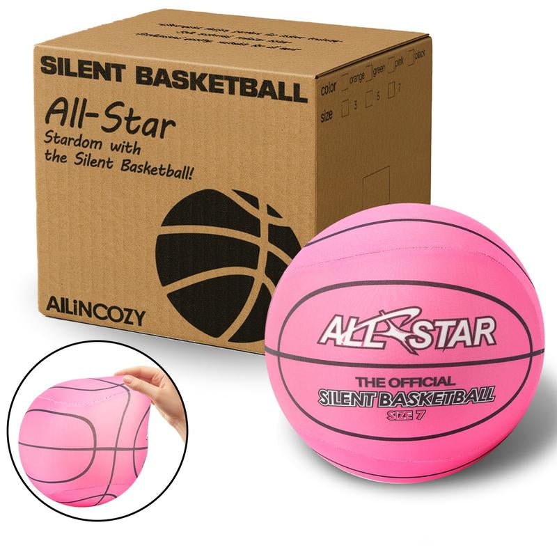Silent Indoor Basketball, Colorful Fabric-Covered, No Inflation Needed, Noise-Free, Not Vacuum Compressed, Safe for All Ages, Ideal for Home & Hooper Training