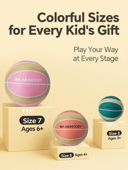 Silent Indoor Basketball, Colorful Fabric-Covered, No Inflation Needed, Noise-Free, Not Vacuum Compressed, Safe for All Ages, Ideal for Home & Hooper Training
